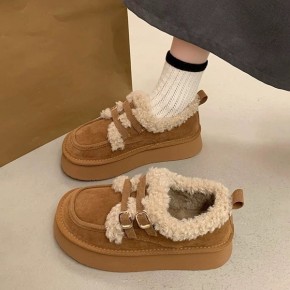 양털 더블스트랩 퍼 로퍼 DS-0342