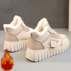 투톤 배색 퍼 안감 플랫폼 스니커즈 DS-0343