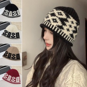 클래식 무늬 벙거지형 비니  ELM-276