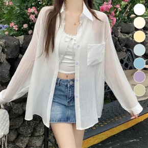 주름 프렌치 얇은 셔츠 ELC-9069