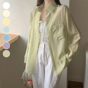 주름 프렌치 얇은 셔츠 ELC-9069