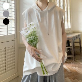 남성 루즈핏 민소매 와플 후드 티셔츠 ELC-9070