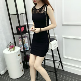 시스루 블랙 민소매 미니 원피스 JSC-24062101