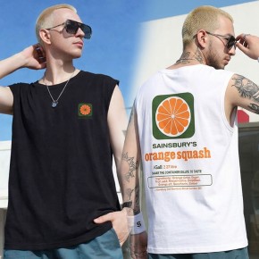 오렌지 영문 레터링 나시 티셔츠 URD-552