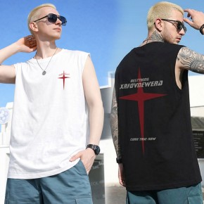 크로스 영문 레터링 나시 티셔츠 URD-553