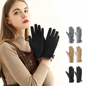 여성 리본 포인트 기모 스마트 터치 장갑 URK-530