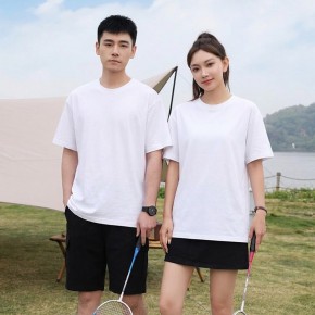 남녀공용 흰색 무지 레이어드 면 반팔 티셔츠 URK-550