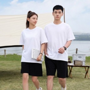 남녀공용 흰색 무지 레이어드 면 반팔 티셔츠 URK-550