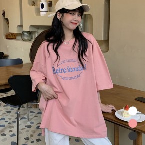 여성 오버핏 스타일 영문 레터링 반팔 티셔츠 URK-551