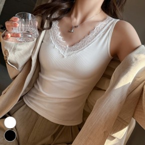 브이넥 레이스 나시티 ELC-1037