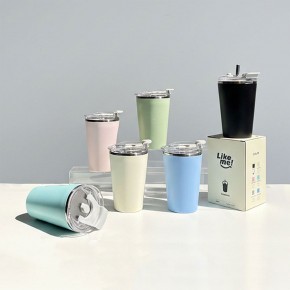 스텐 사무실 머그컵 텀블러 빨대포함 420ml LM-0921