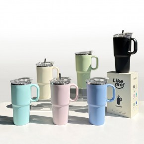 손잡이 스텐 사무실 머그컵 텀블러 빨대포함 600ml LM-0922