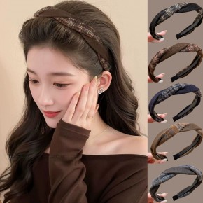 빈티지 체크 볼륨감 헤어 머리띠 URD-581